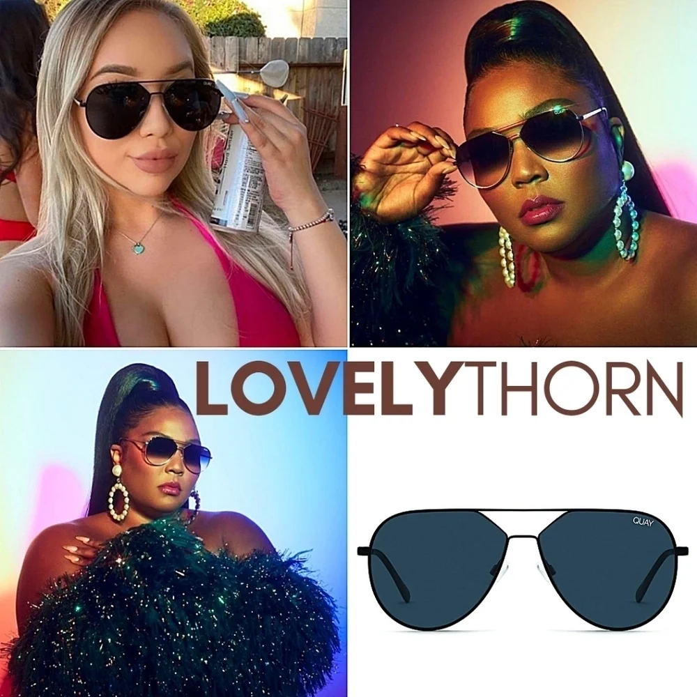 QUAY // ltd ed lizzo collaboration black metal frame black smoke lens aviators